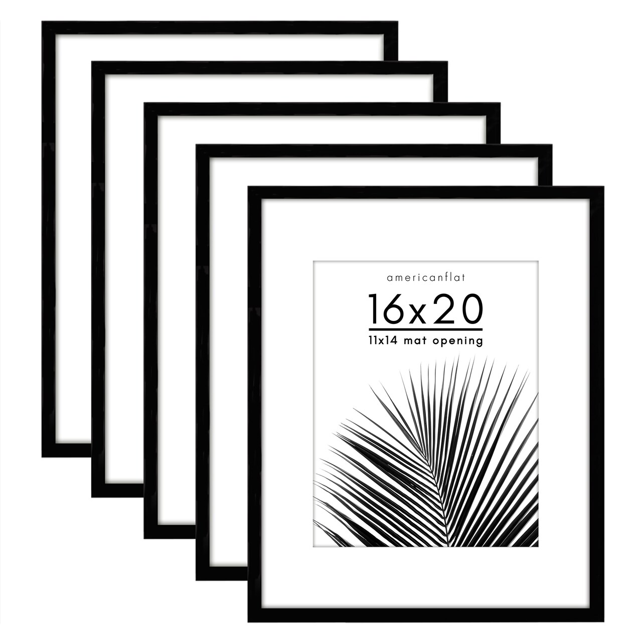 Americanflat Picture Frame Set with Mat - Set of 5 - Photo Frame Set of Five for Wall Display - Plexiglass Cover - Hanging Hardware